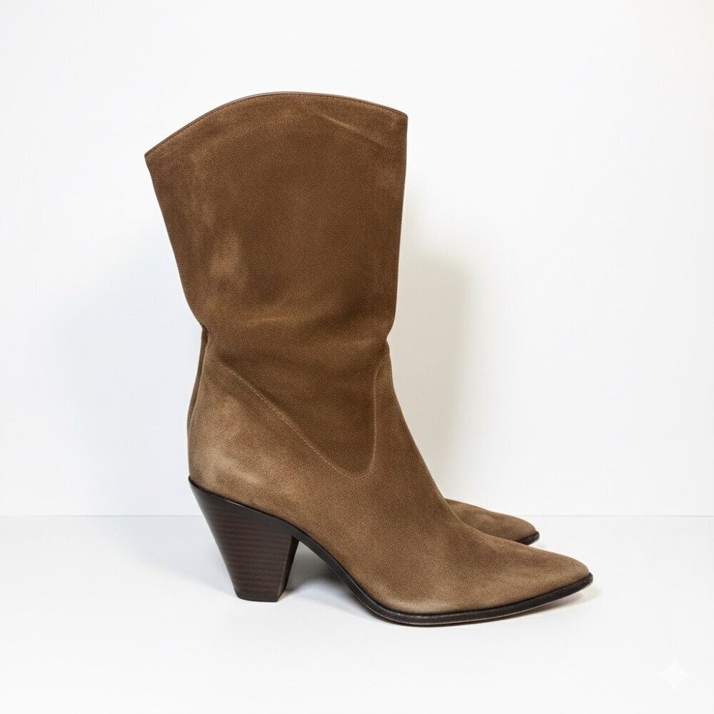 Paige Suede Boots Slouchy Tan 9.5 Western Boho Cowgirl Ranch Chic Festival Soft
